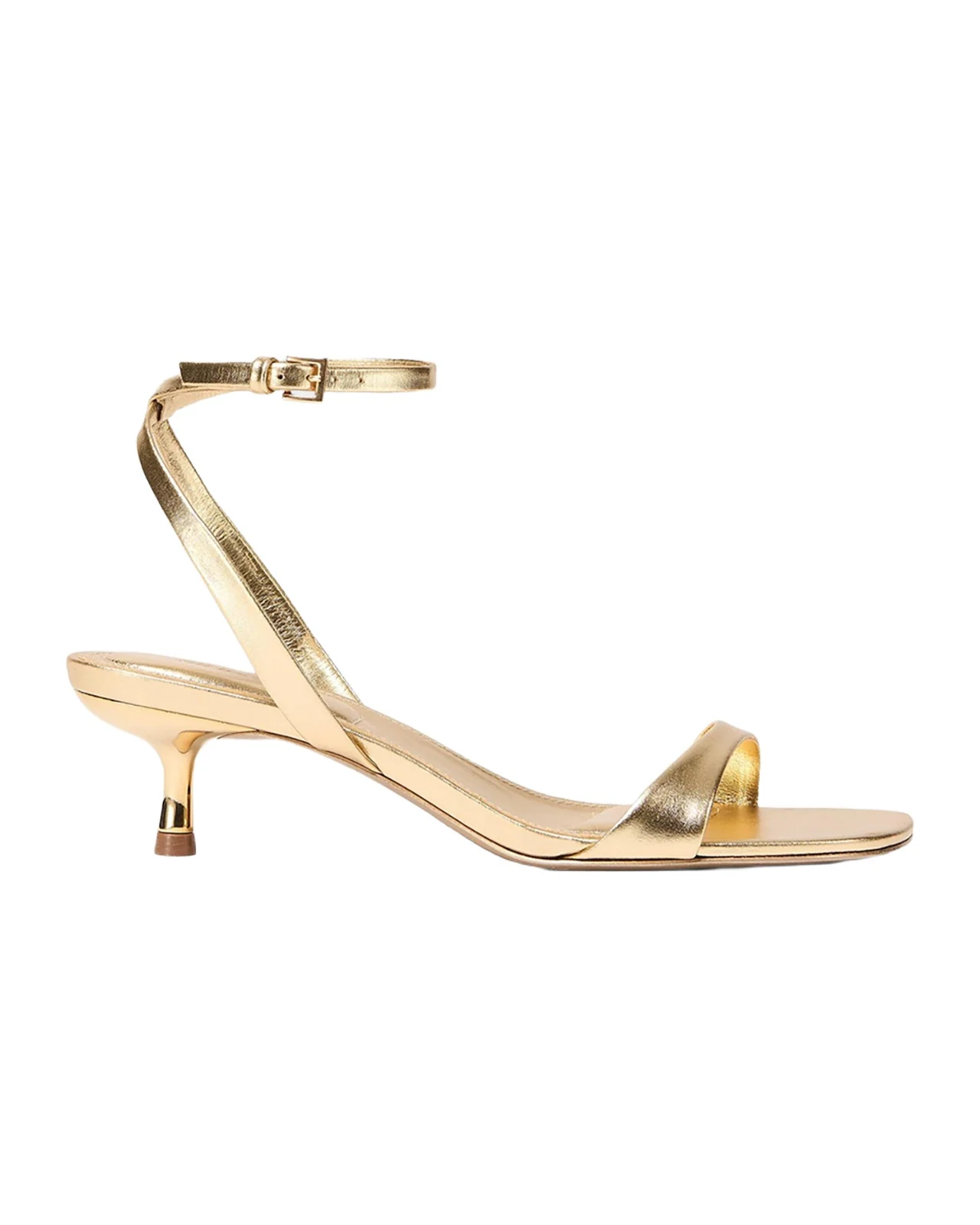 Hannah Metallic Leather Kitten-Heel Sandals