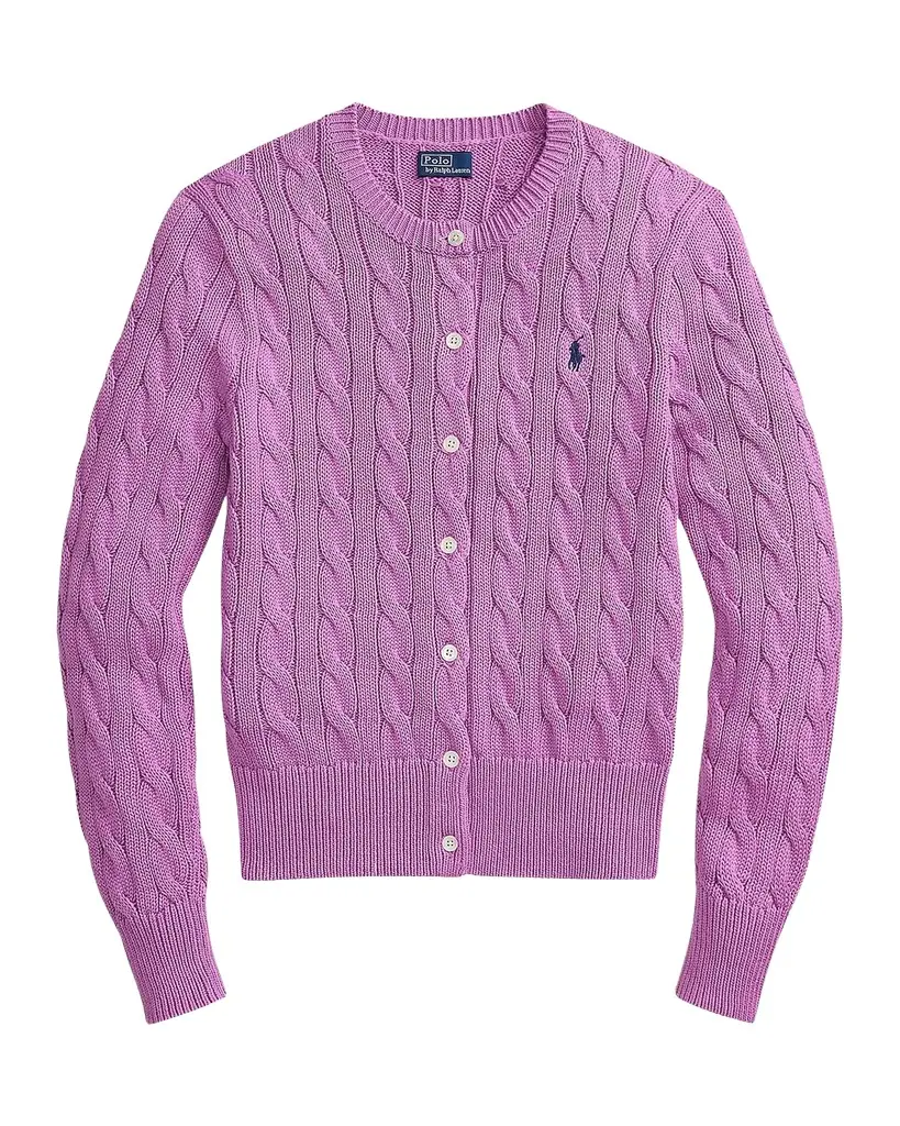 Polo Ralph Lauren Cable-Knit Cotton Crewneck Cardigan