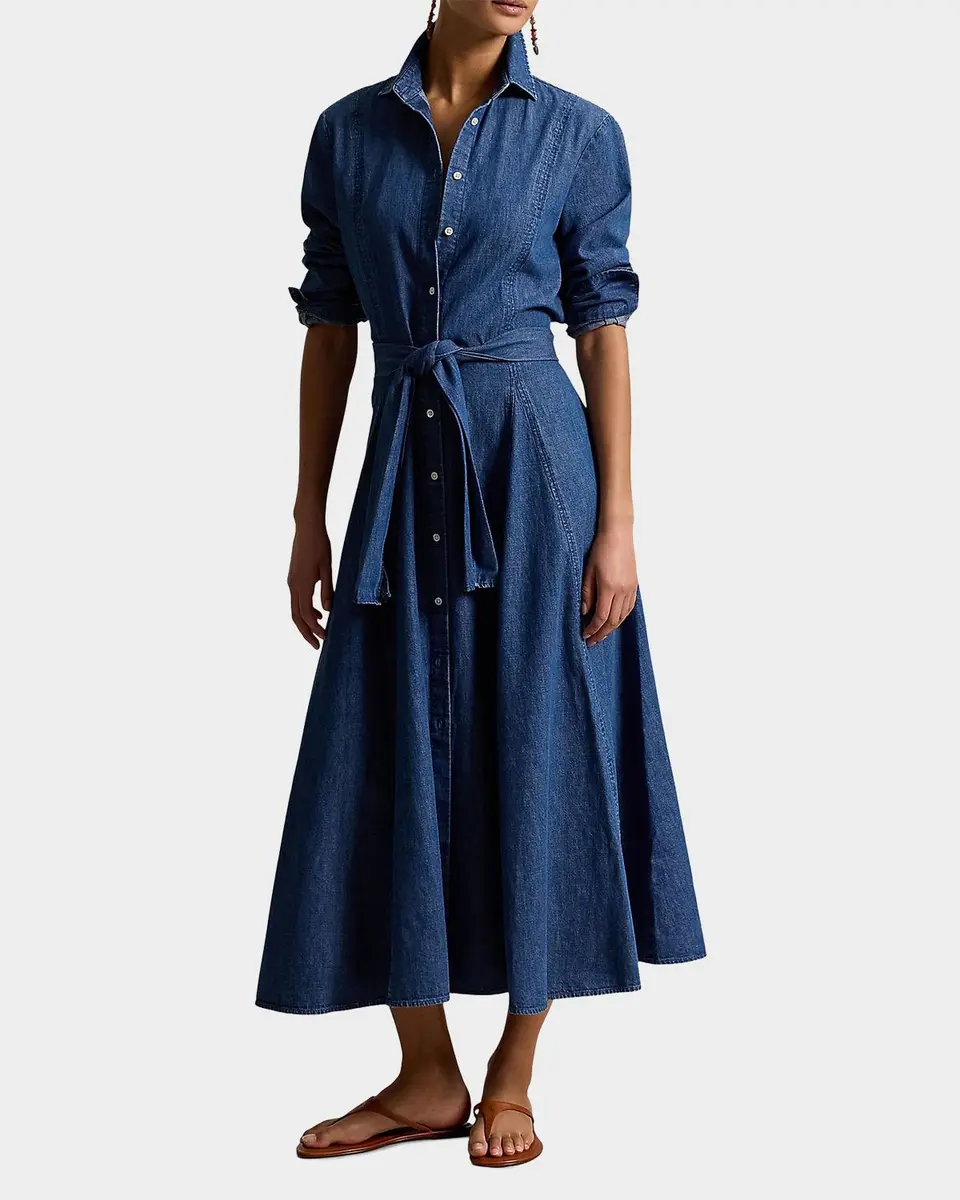 Polo Ralph Lauren Chambray Tie-Waist Midi Shirtdress | Thumbnail 2 Polo Ralph Lauren Chambray Tie-Waist Midi Shirtdress | Thumbnail 2