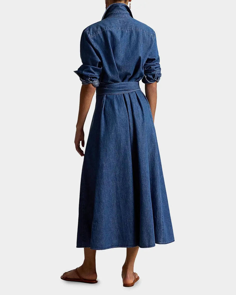 Polo Ralph Lauren Chambray Tie-Waist Midi Shirtdress | Thumbnail 3 Polo Ralph Lauren Chambray Tie-Waist Midi Shirtdress | Thumbnail 3