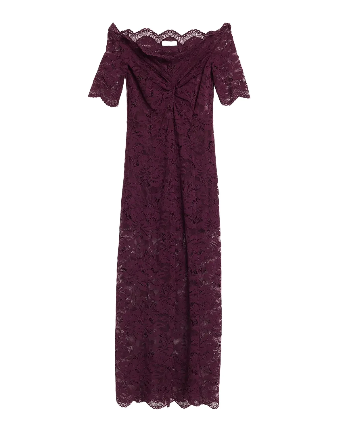 Off-The-Shoulder Twisted Lace Midi Dress