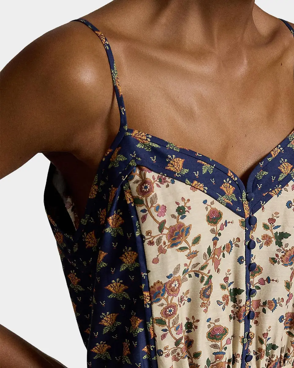 Polo Ralph Lauren Floral Cotton-Silk Paneled Midi Dress | Thumbnail 5 Polo Ralph Lauren Floral Cotton-Silk Paneled Midi Dress | Thumbnail 5
