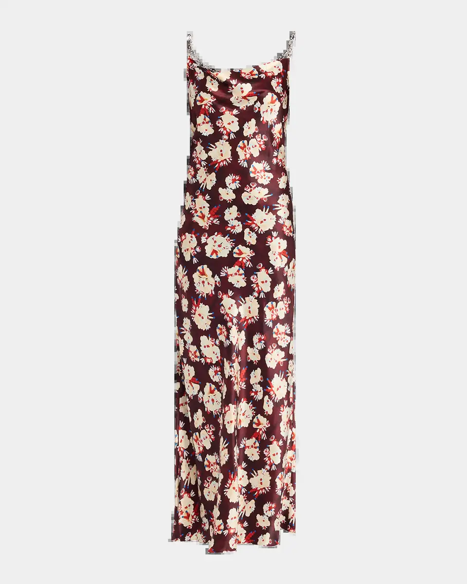 Rabanne Chain Cowl-Neck Floral Satin Maxi Slip Dress | Thumbnail 5 Rabanne Chain Cowl-Neck Floral Satin Maxi Slip Dress | Thumbnail 5