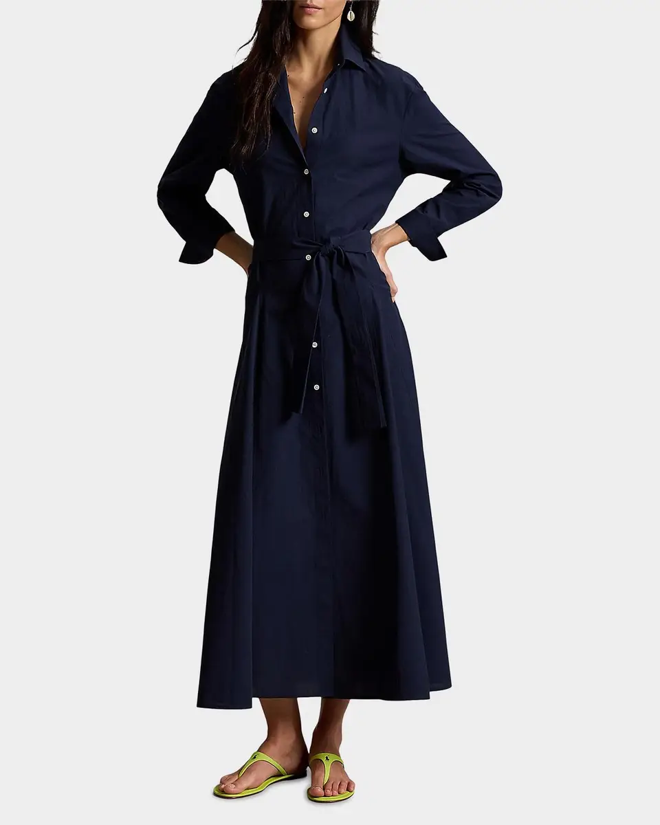 Polo Ralph Lauren Pleated Cotton Canvas Midi Shirtdress | Thumbnail 2 Polo Ralph Lauren Pleated Cotton Canvas Midi Shirtdress | Thumbnail 2