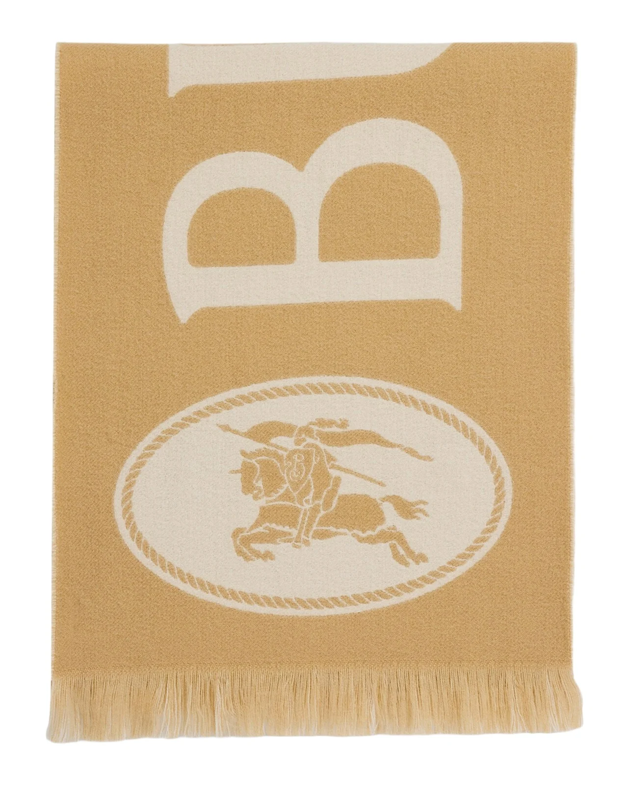 Burberry Men's Knight Stamp Wool Fringe Scarf