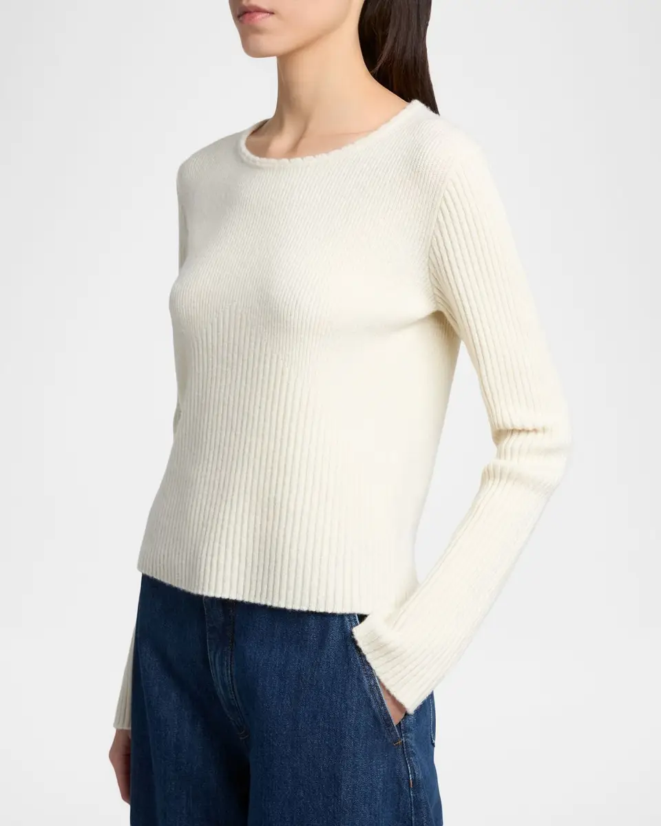 Jil Sander Wool-Cashmere Rib Crewneck Sweater | Thumbnail 4 Jil Sander Wool-Cashmere Rib Crewneck Sweater | Thumbnail 4