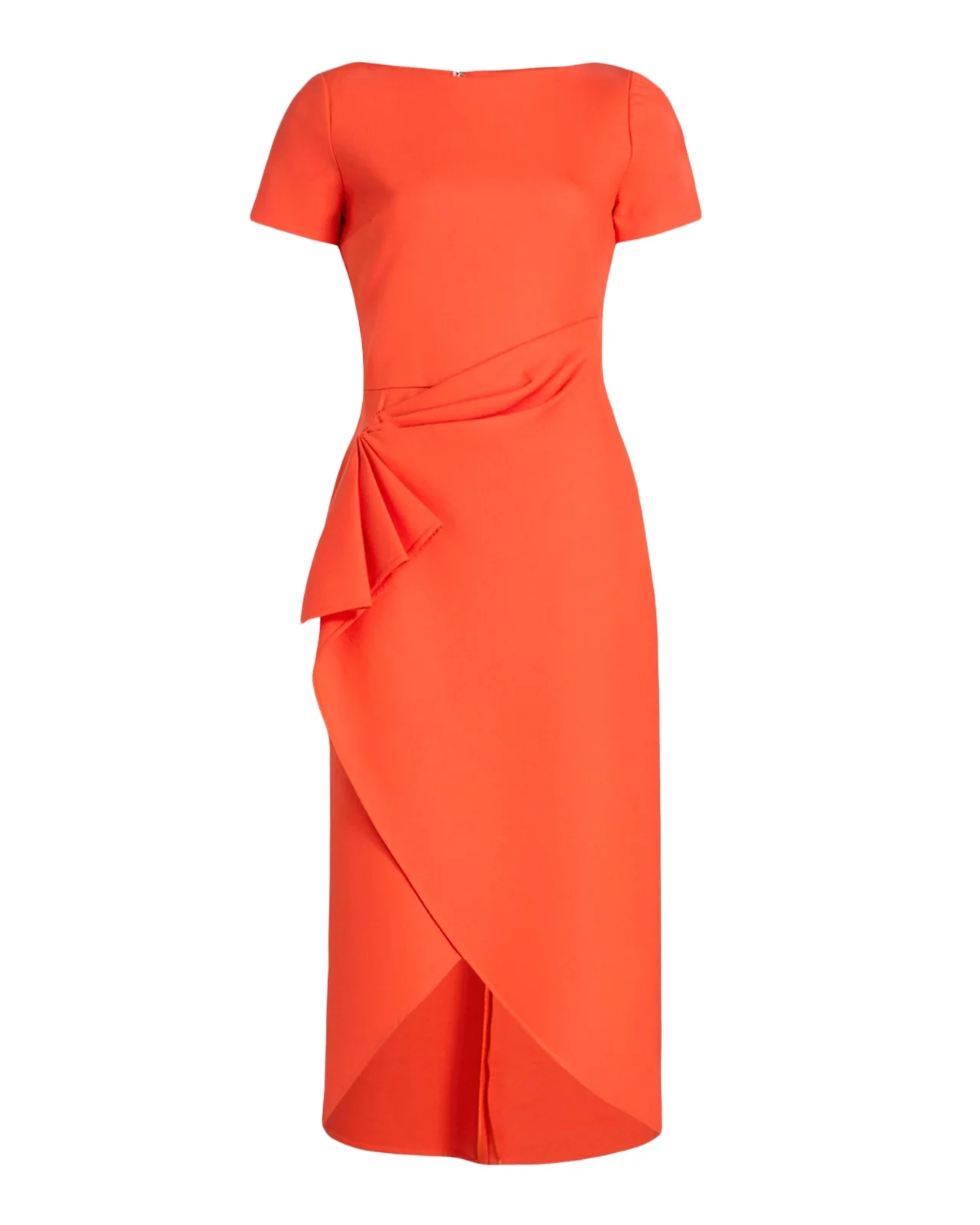 Oscar de la Renta Short-Sleeve Draped Midi Dress