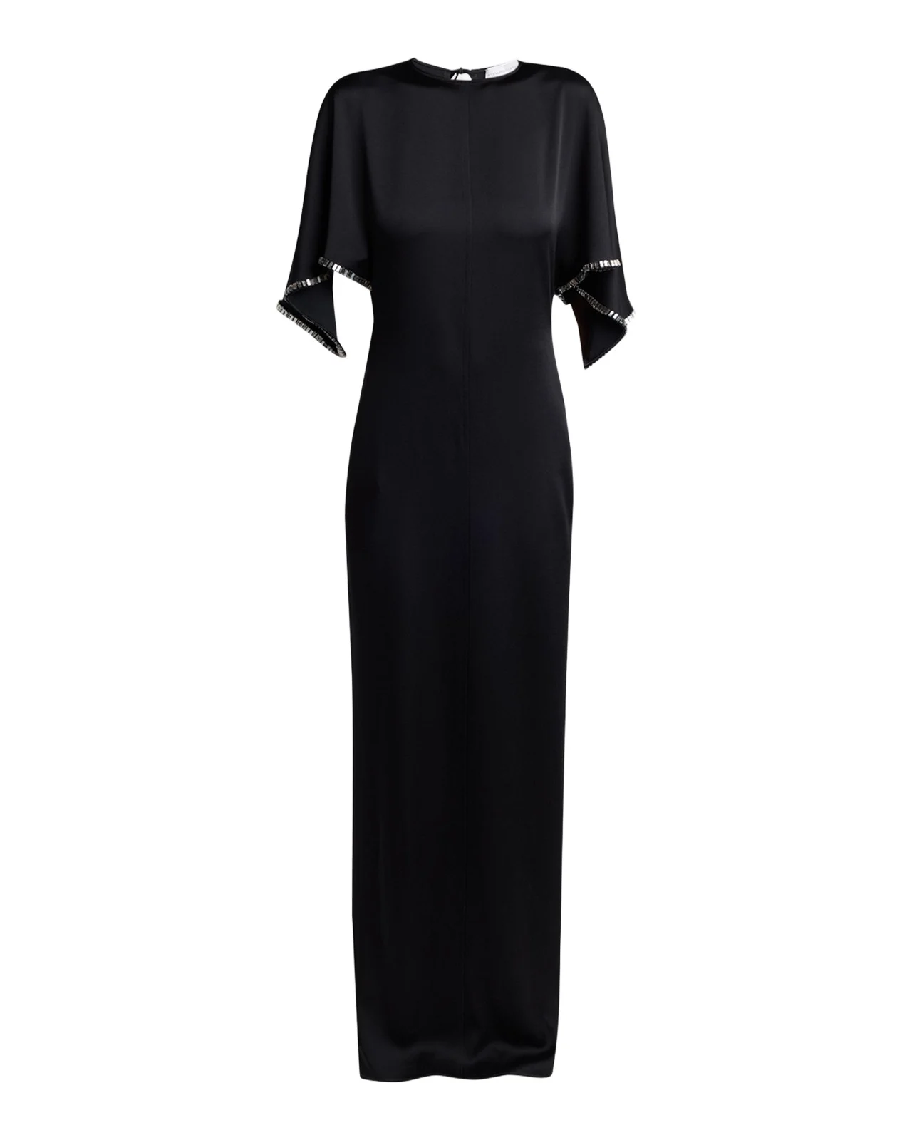 Embellished Flutter-Sleeve Satin Column Gown Embellished Flutter-Sleeve Satin Column Gown