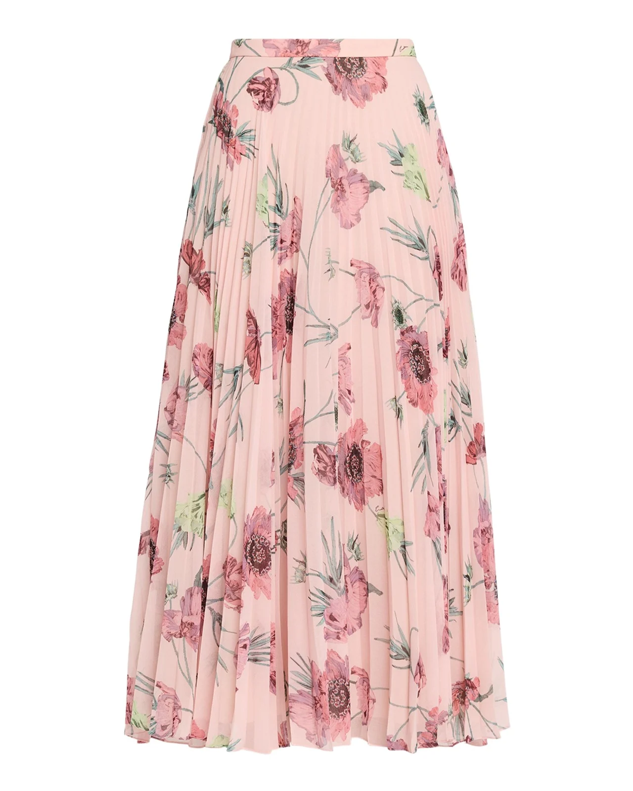 Floral Pleated Voile Midi Skirt Floral Pleated Voile Midi Skirt