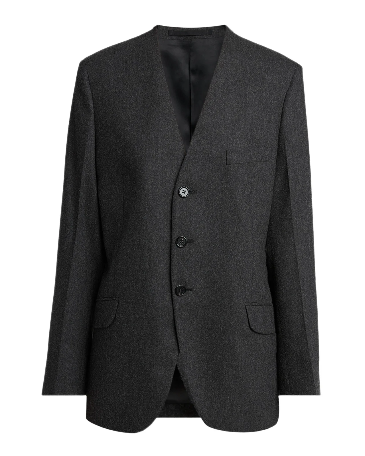 V-Neck Brushed Wool Single-Breasted Jacket V-Neck Brushed Wool Single-Breasted Jacket