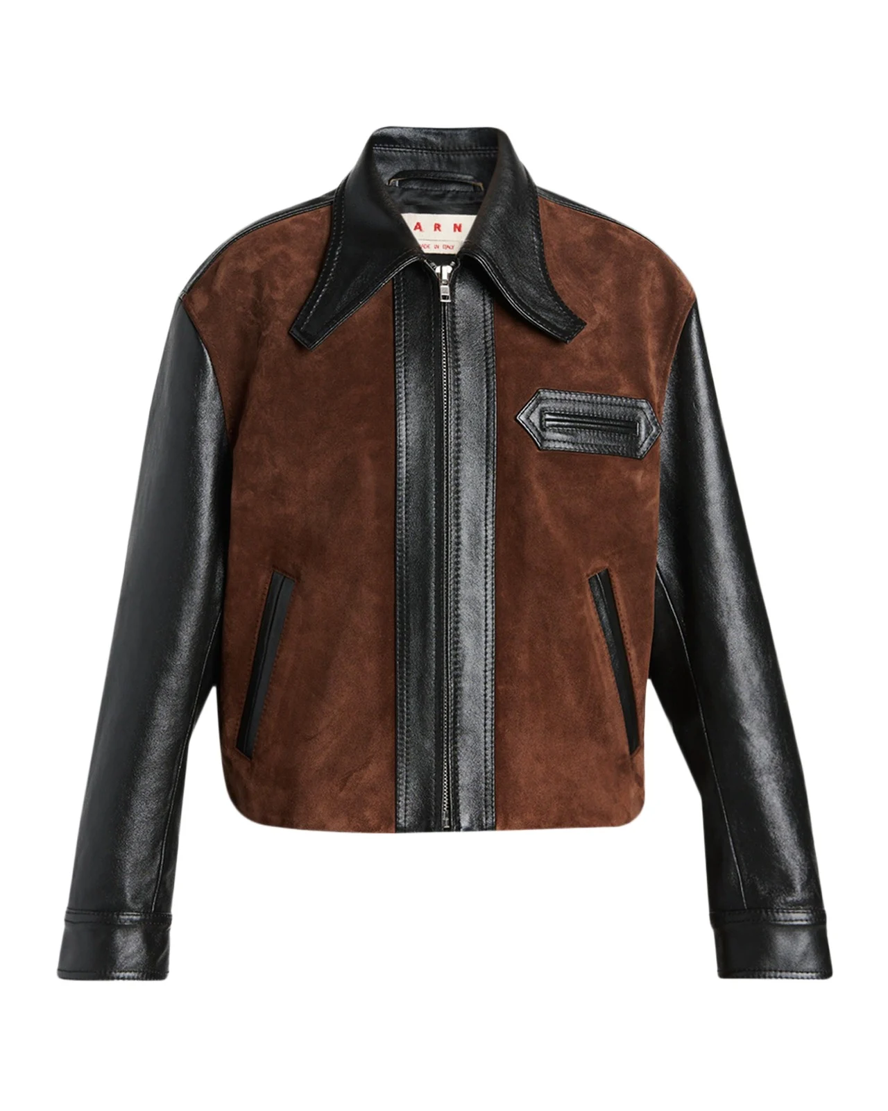 Marni Suede & Shiny Leather Zip Jacket