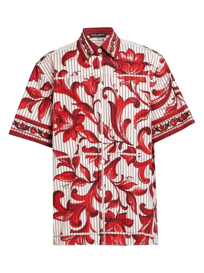 Dolce & Gabbana Men's Majolica-Print Short-Sleeve Shirt