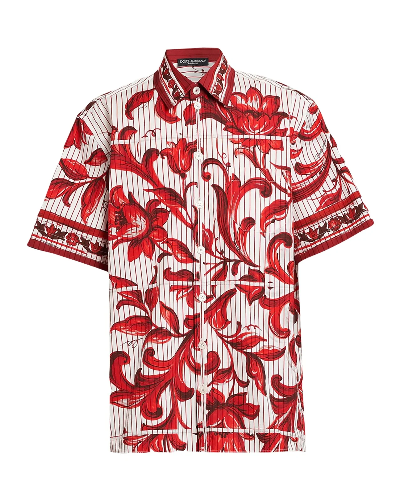 Dolce & Gabbana Men's Majolica-Print Short-Sleeve Shirt