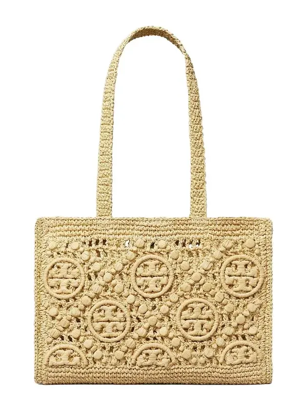 Tory Burch Small T Monogram Crocheted Tote Bag