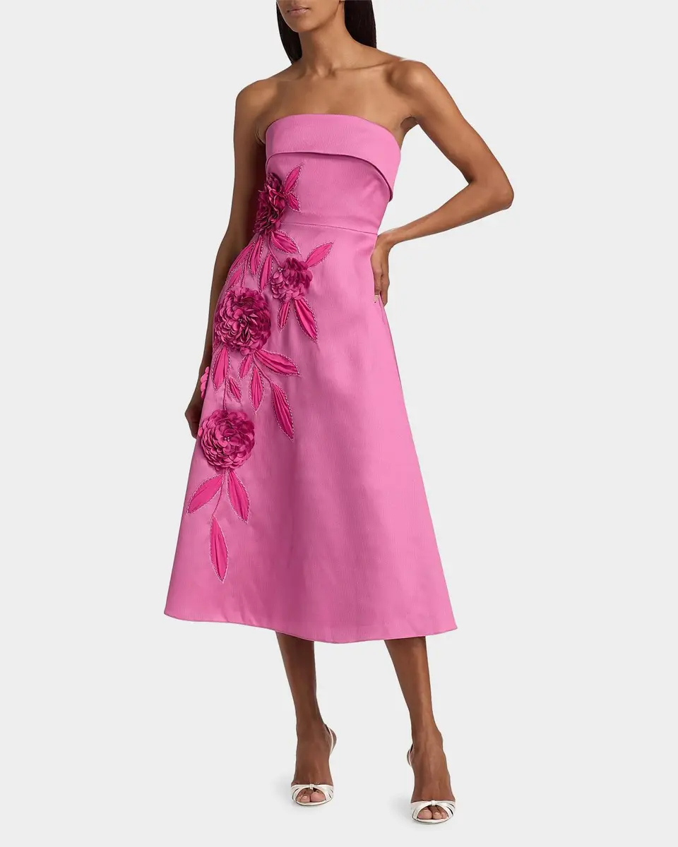 BADGLEY MISCHKA Floral Appliqué Strapless Midi Dress | Thumbnail 2 BADGLEY MISCHKA Floral Appliqué Strapless Midi Dress | Thumbnail 2