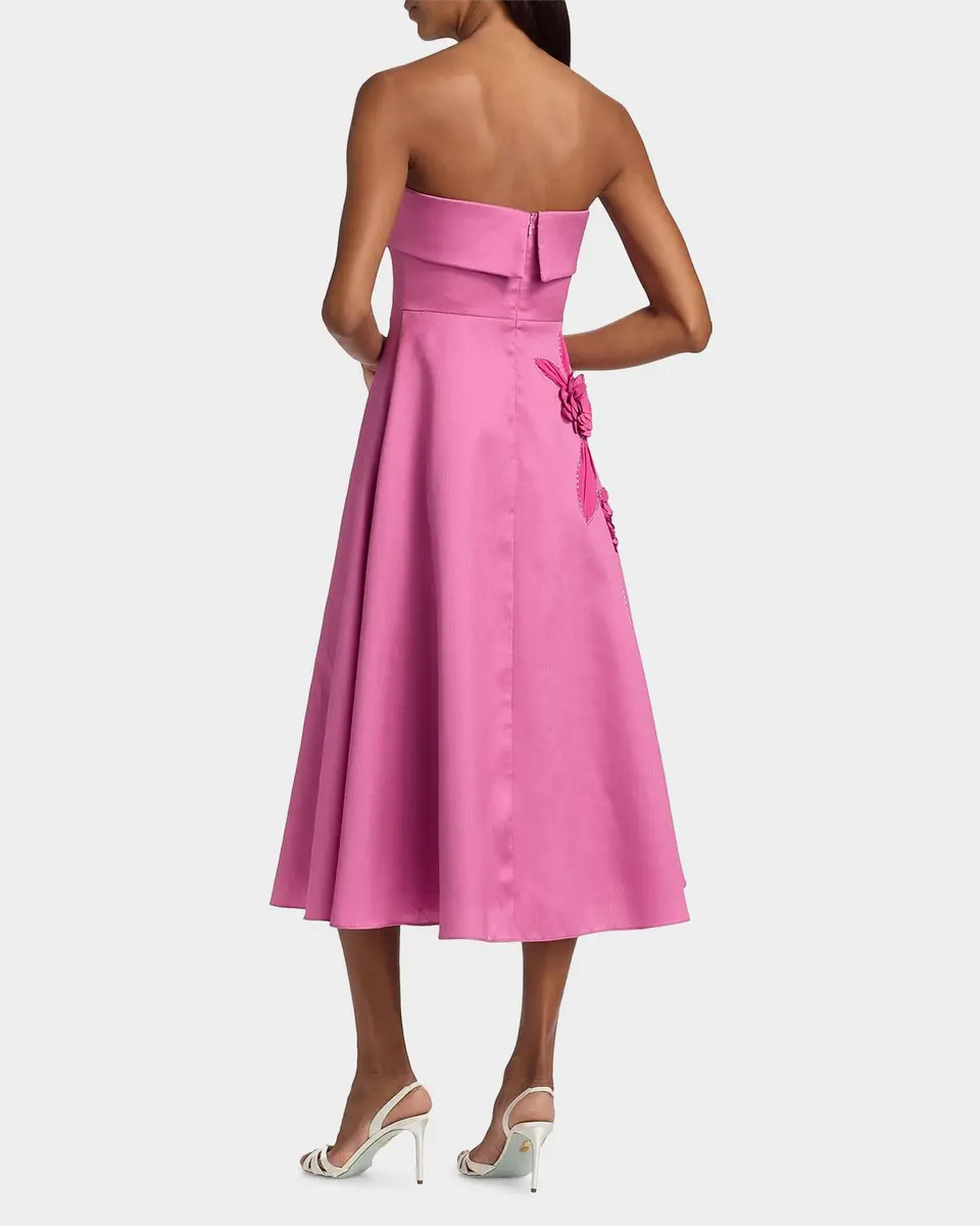 BADGLEY MISCHKA Floral Appliqué Strapless Midi Dress | Thumbnail 3 BADGLEY MISCHKA Floral Appliqué Strapless Midi Dress | Thumbnail 3