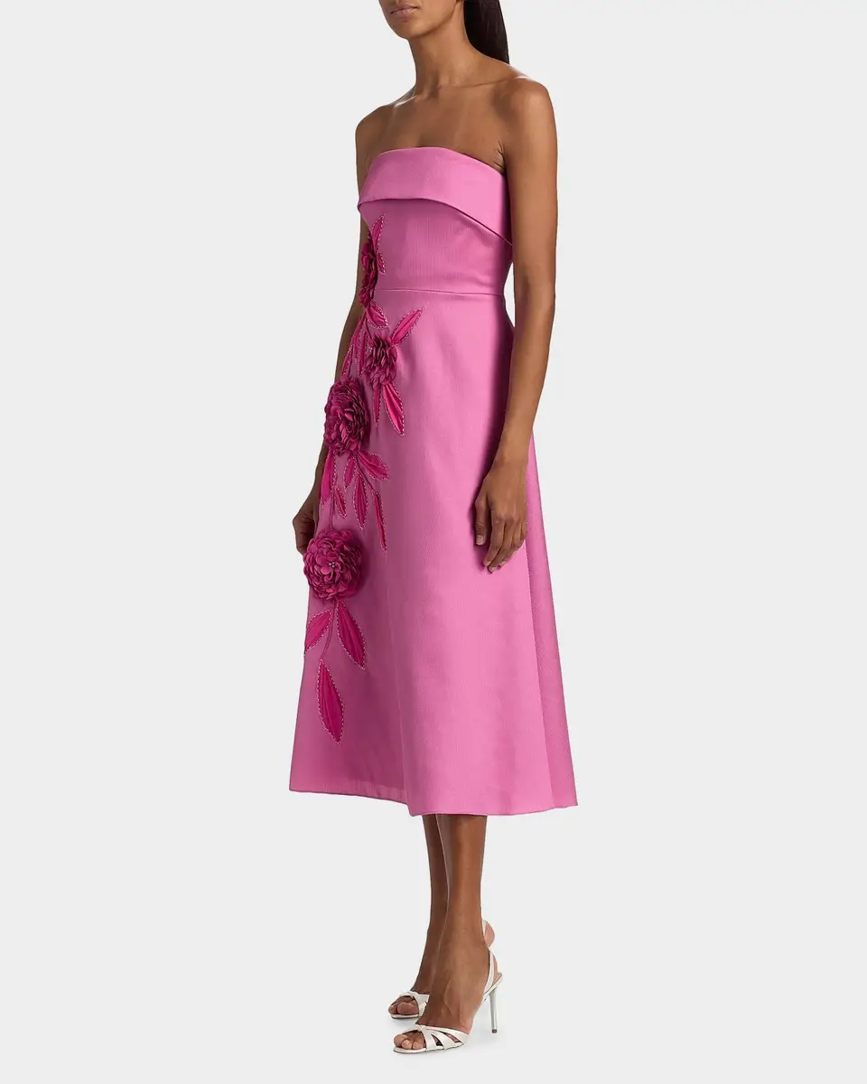 BADGLEY MISCHKA Floral Appliqué Strapless Midi Dress | Thumbnail 7 BADGLEY MISCHKA Floral Appliqué Strapless Midi Dress | Thumbnail 7