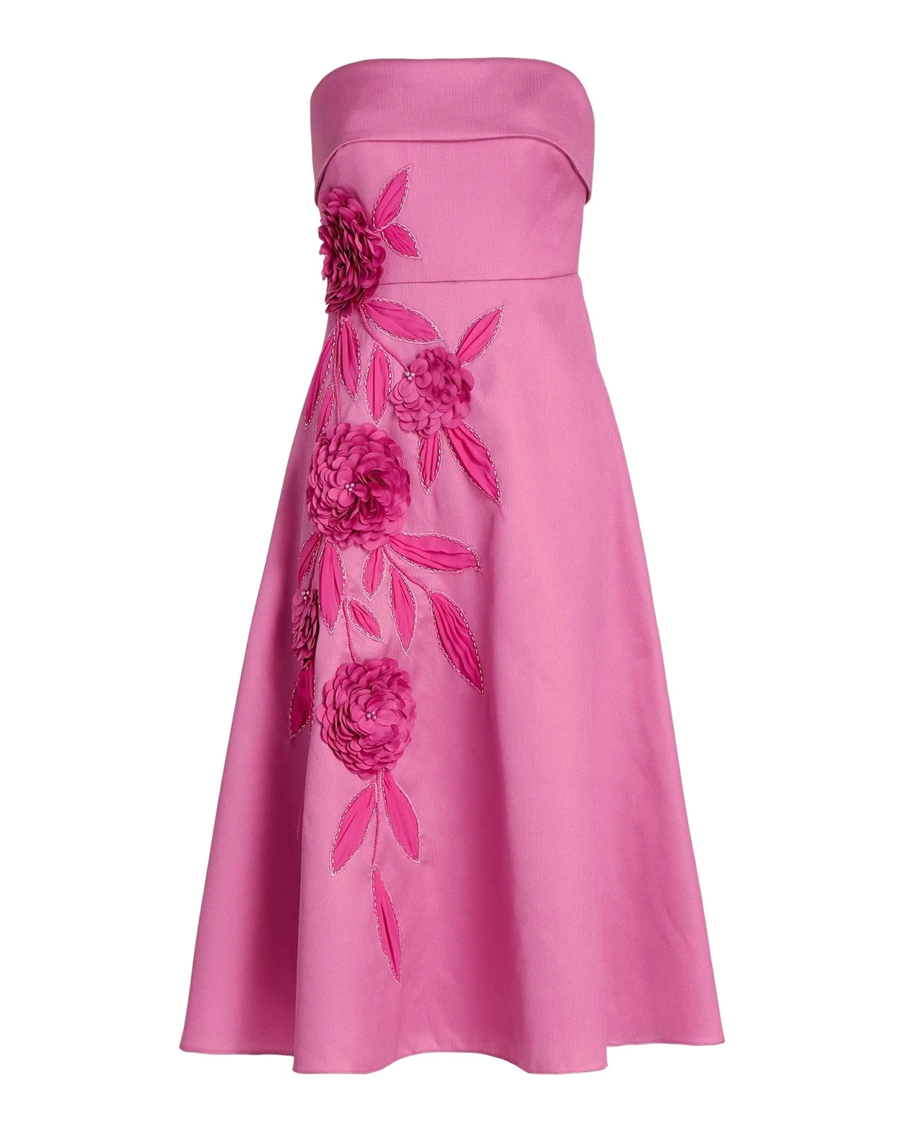 Floral Appliqué Strapless Midi Dress Floral Appliqué Strapless Midi Dress