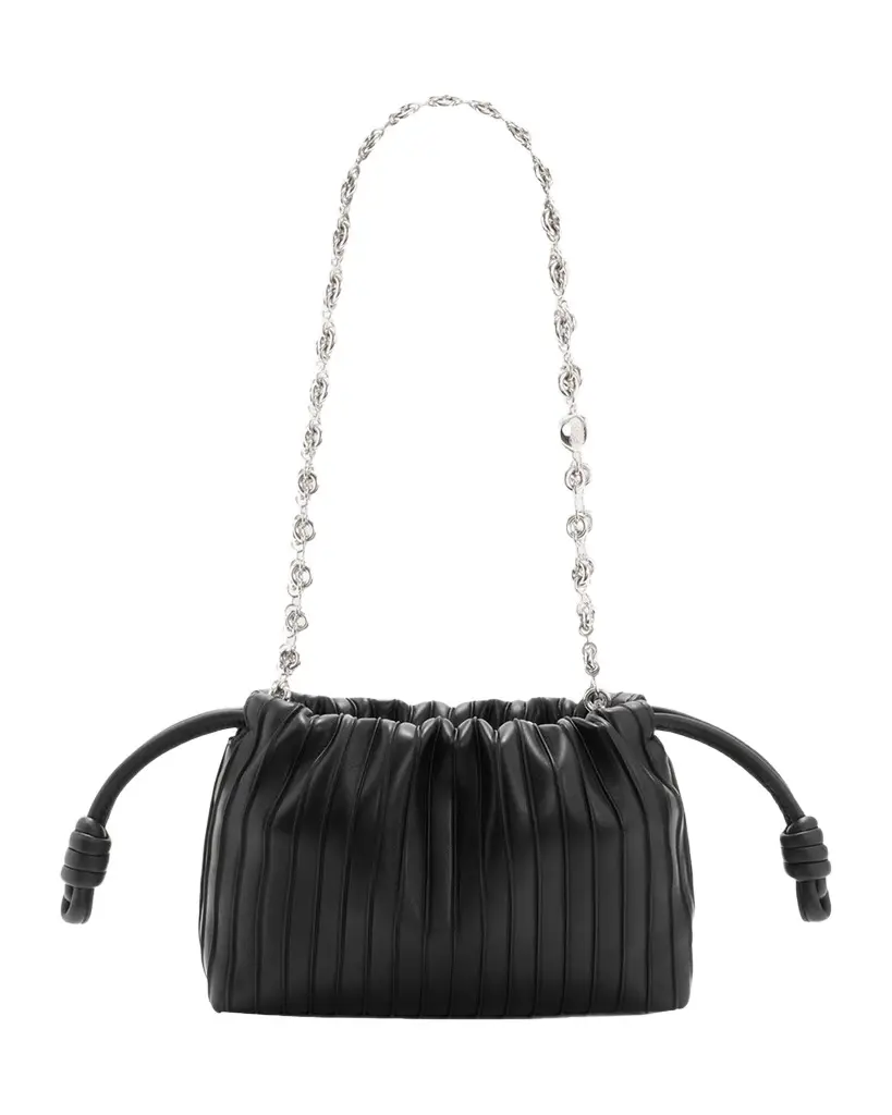 Loewe Flamenco Pleated Shoulder Bag in Napa Leather