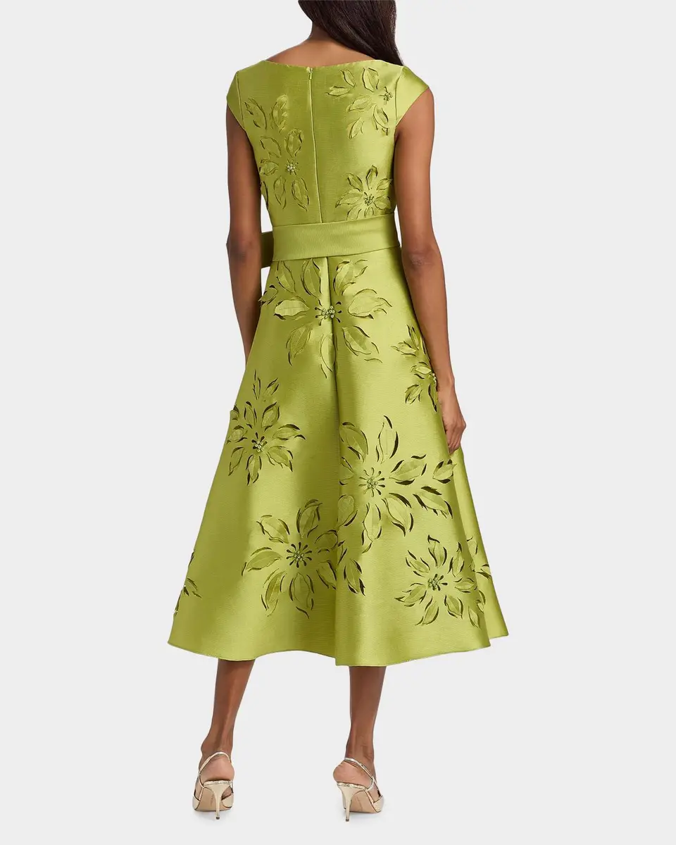 BADGLEY MISCHKA Laser-Cut Floral-Embroidered Tie-Waist Midi Dress | Thumbnail 3 BADGLEY MISCHKA Laser-Cut Floral-Embroidered Tie-Waist Midi Dress | Thumbnail 3