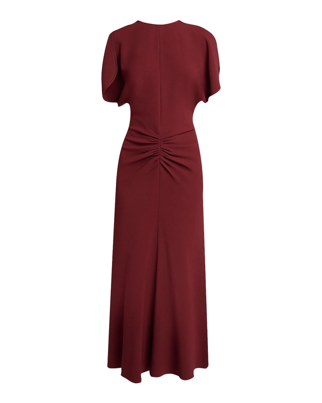 Victoria Beckham Bela Gathered Crepe Back Satin Midi Dress