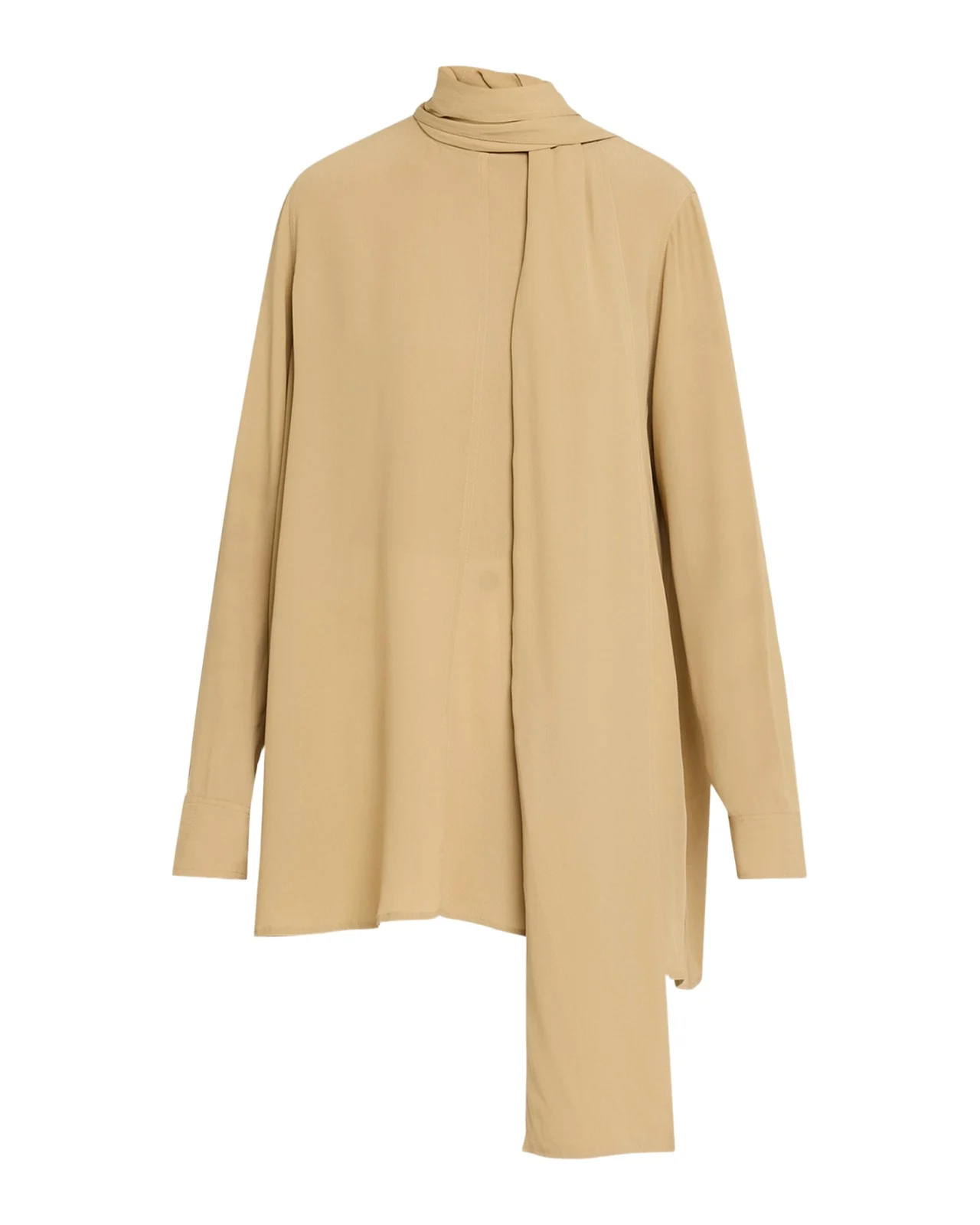 Draped Scarf Long Sleeve Blouse