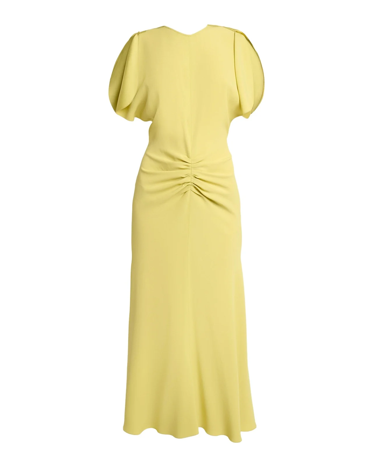 Victoria Beckham Bela Gathered Crepe Back Satin Midi Dress