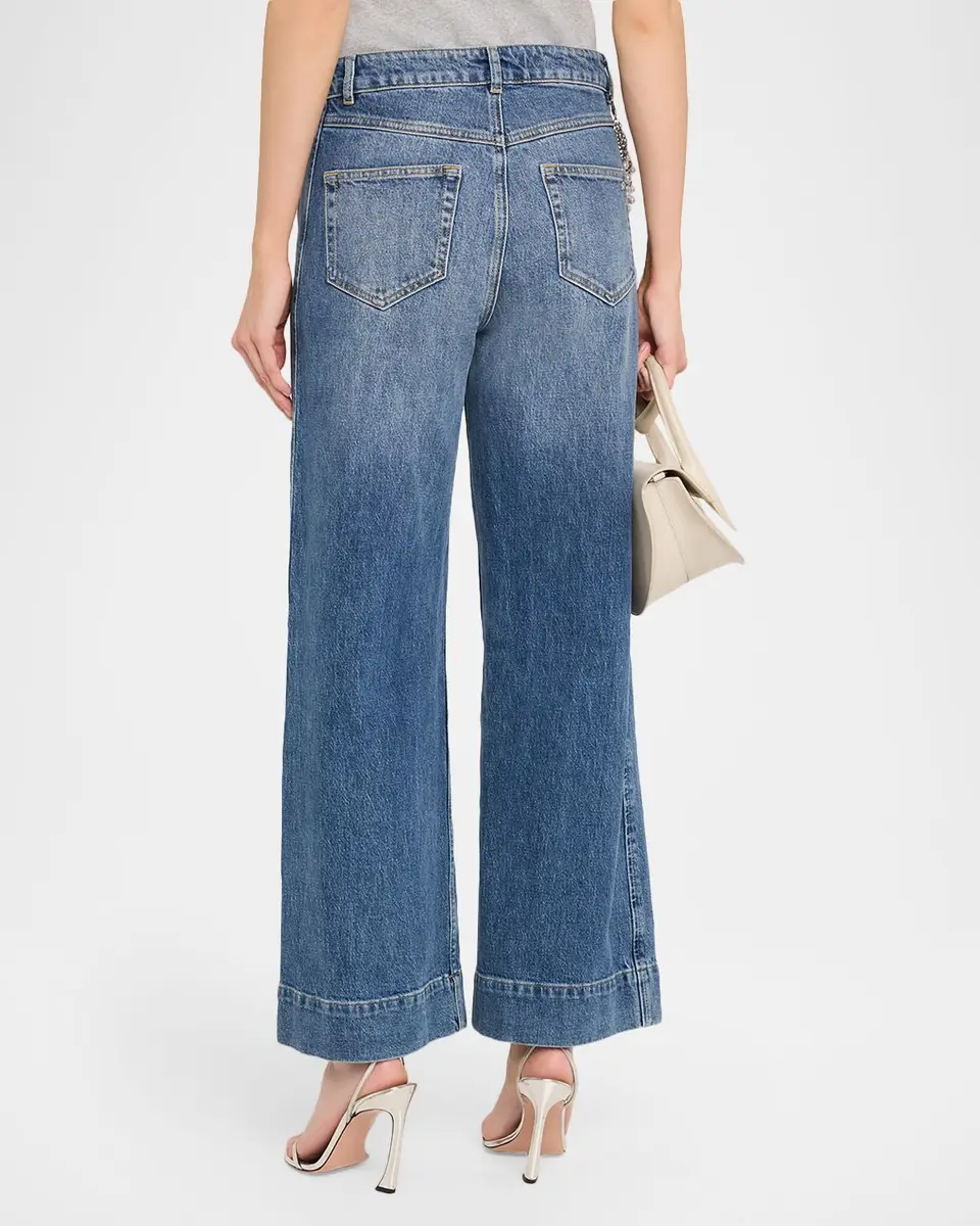 Cinq à Sept Pearly-Chain Cropped Wide-Leg Jeans | Thumbnail 3 Cinq à Sept Pearly-Chain Cropped Wide-Leg Jeans | Thumbnail 3