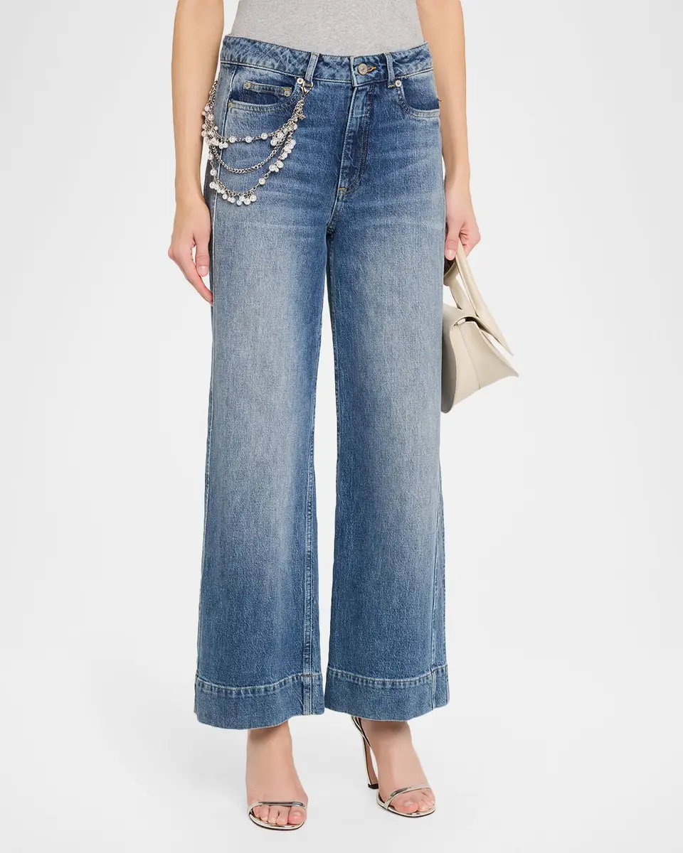 Cinq à Sept Pearly-Chain Cropped Wide-Leg Jeans | Thumbnail 4 Cinq à Sept Pearly-Chain Cropped Wide-Leg Jeans | Thumbnail 4