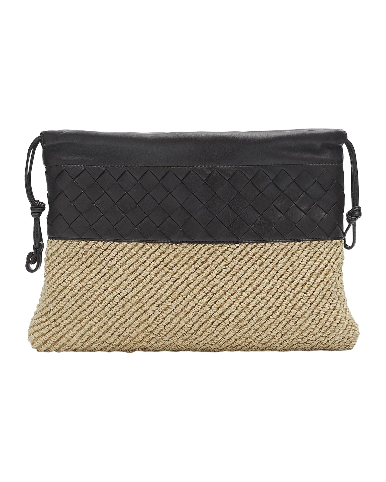 Bottega Veneta Intrecciato Leather & Raffia Clutch