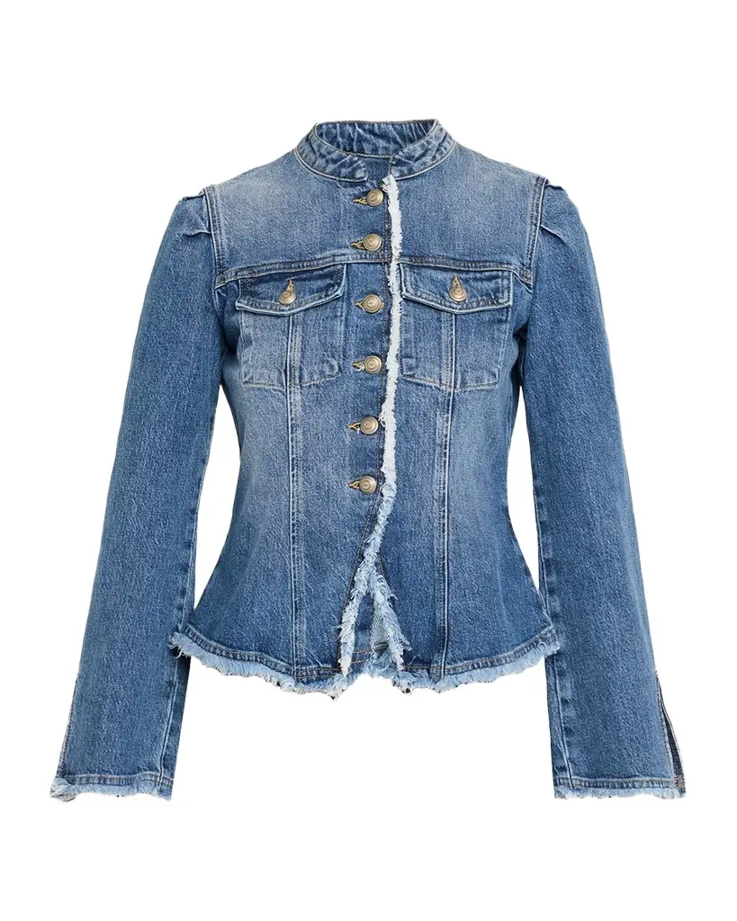 Cinq à Sept Avril Frayed Denim Jacket | Image 1 Cinq à Sept Avril Frayed Denim Jacket | Image 1