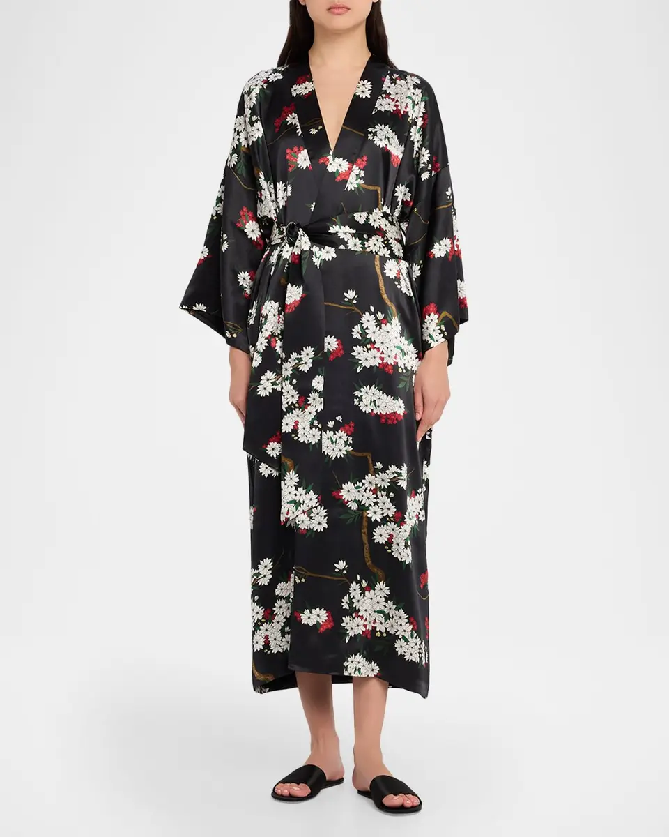 Olivia von Halle Queenie René Floral-Print Silk Robe | Thumbnail 2 Olivia von Halle Queenie René Floral-Print Silk Robe | Thumbnail 2