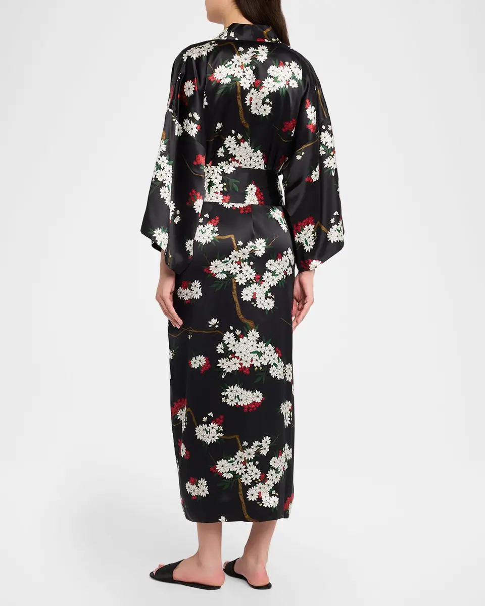 Olivia von Halle Queenie René Floral-Print Silk Robe | Thumbnail 3 Olivia von Halle Queenie René Floral-Print Silk Robe | Thumbnail 3