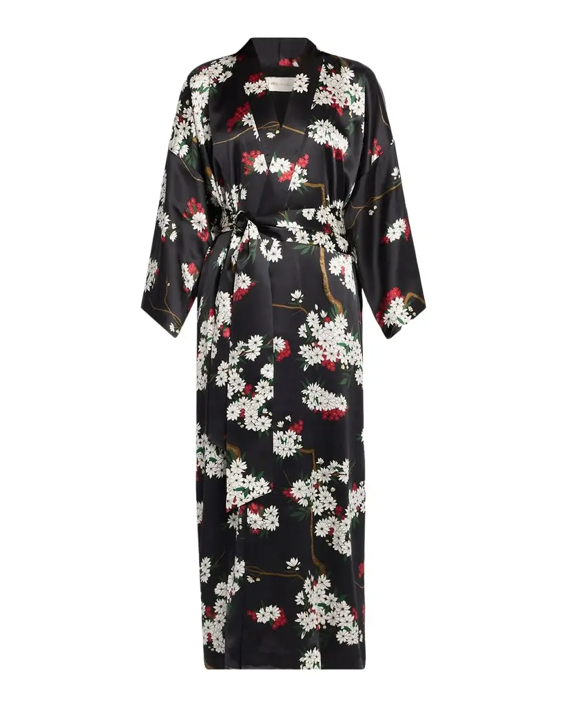 Olivia von Halle Queenie René Floral-Print Silk Robe | Image 1 Olivia von Halle Queenie René Floral-Print Silk Robe | Image 1