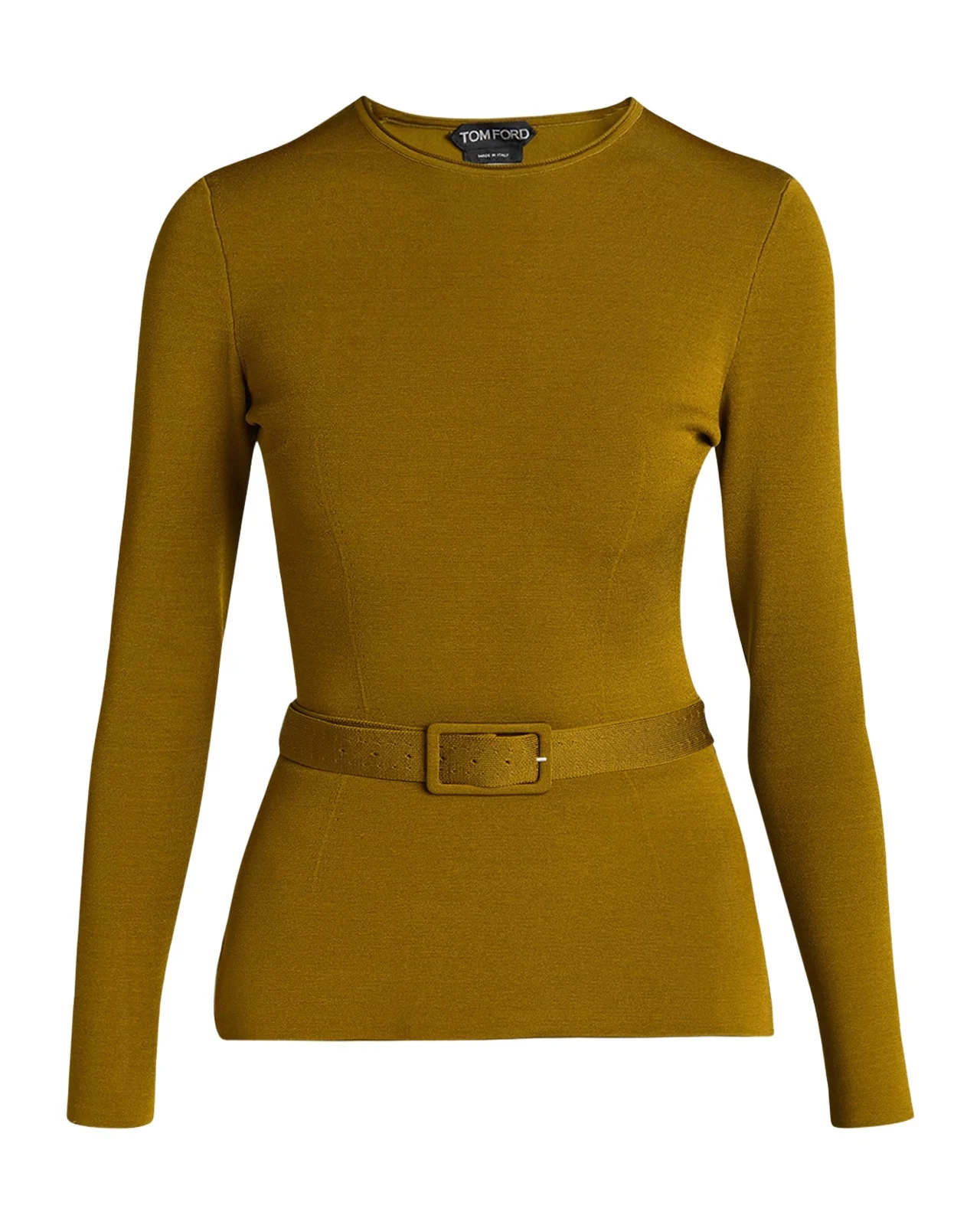 Tom Ford Belted Long-Sleeve Knit Top