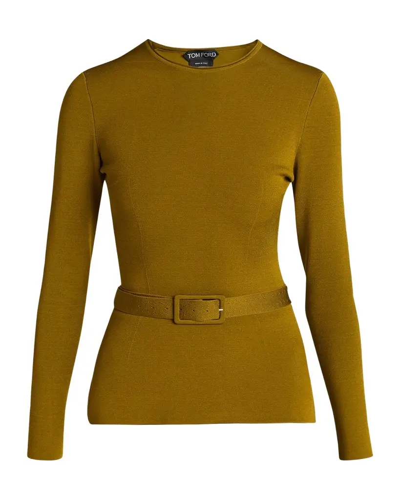 Tom Ford Belted Long-Sleeve Knit Top | Image 1 Tom Ford Belted Long-Sleeve Knit Top | Image 1