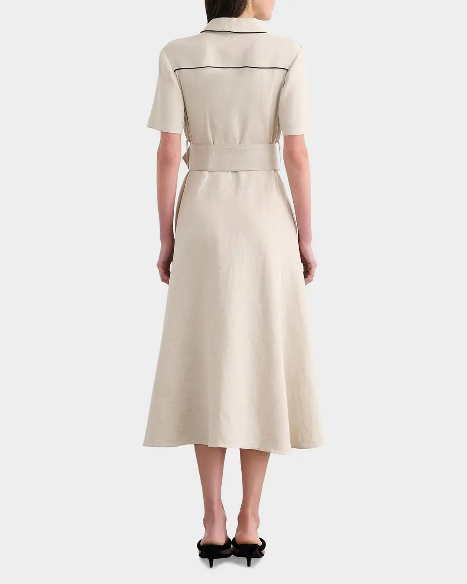 Toccin Jean Linen-Blend Belted A-Line Midi Shirtdress | Thumbnail 3 Toccin Jean Linen-Blend Belted A-Line Midi Shirtdress | Thumbnail 3