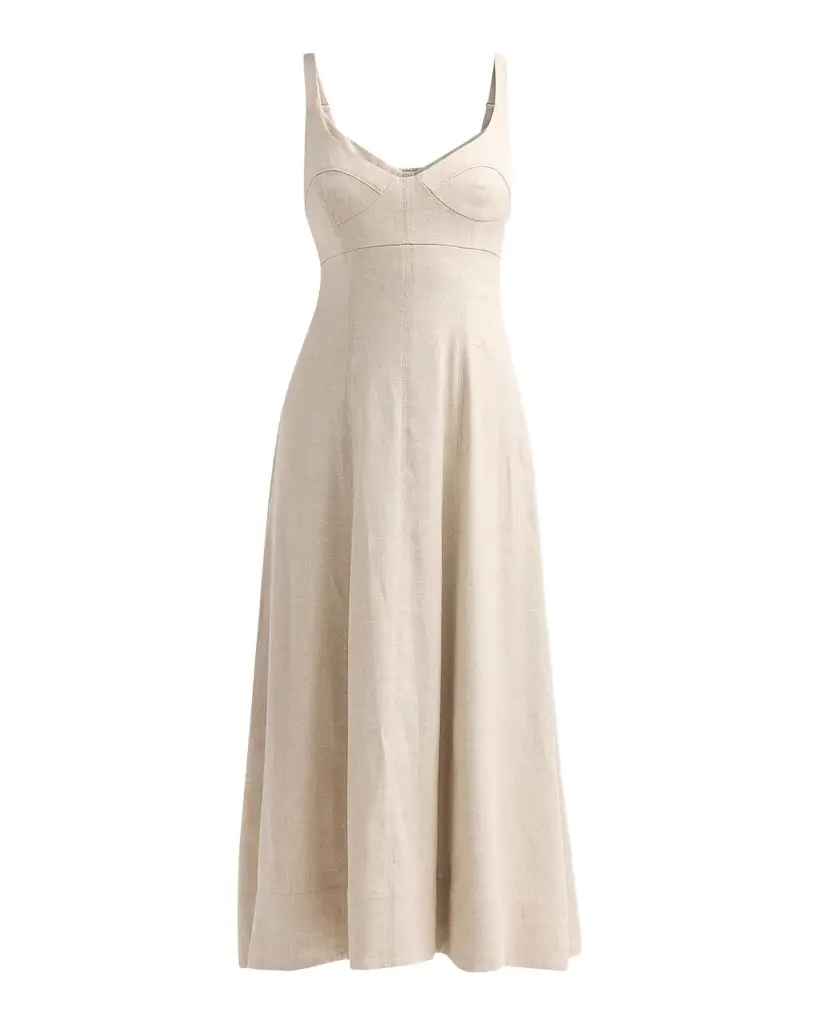 Arya Linen-Blend A-Line Midi Dress Arya Linen-Blend A-Line Midi Dress