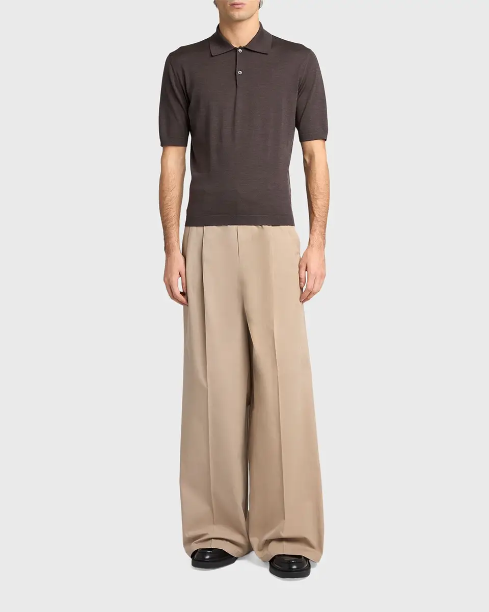 Jil Sander Men's Lightweight Wool Polo T-Shirt | Thumbnail 2