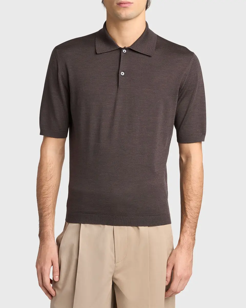 Jil Sander Men's Lightweight Wool Polo T-Shirt | Thumbnail 4