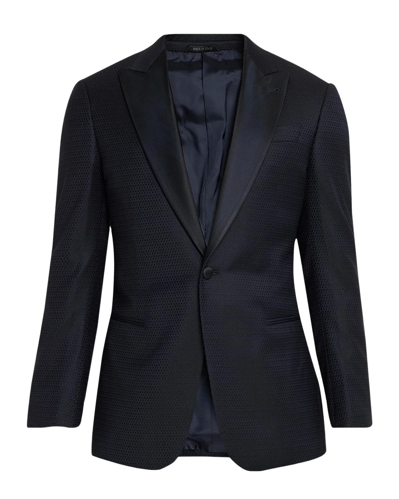 Men's Soft Jacquard Satin-Trim Single-Breasted Blazer