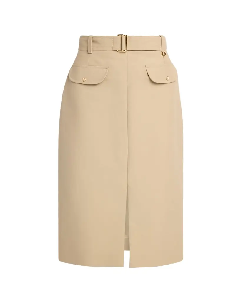Moncler Belted Knee-Length Cotton Skirt | Image 1 Moncler Belted Knee-Length Cotton Skirt | Image 1