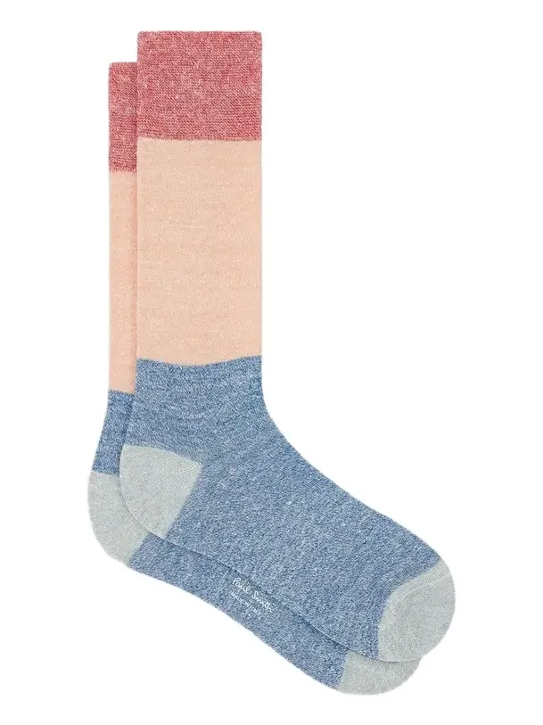 Paul Smith Men's Color Block Line Mid-Calf Socks