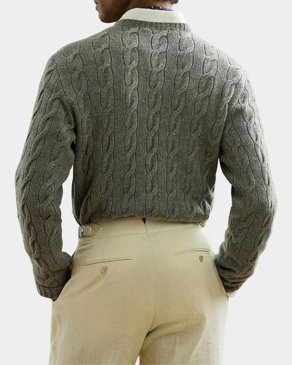 Ralph Lauren Purple Label Men's Cable-Knit Cashmere Sweater | Thumbnail 3