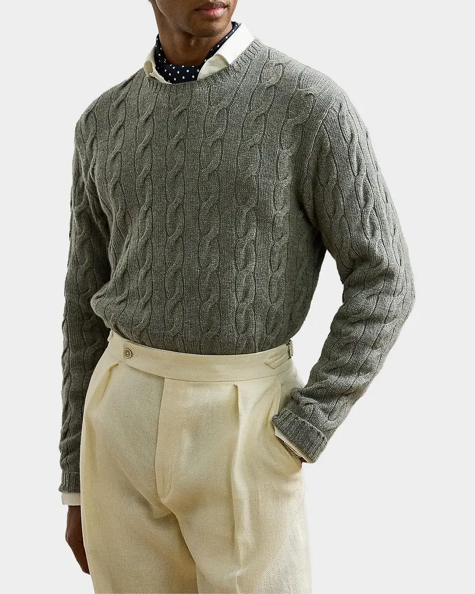 Ralph Lauren Purple Label Men's Cable-Knit Cashmere Sweater | Thumbnail 4