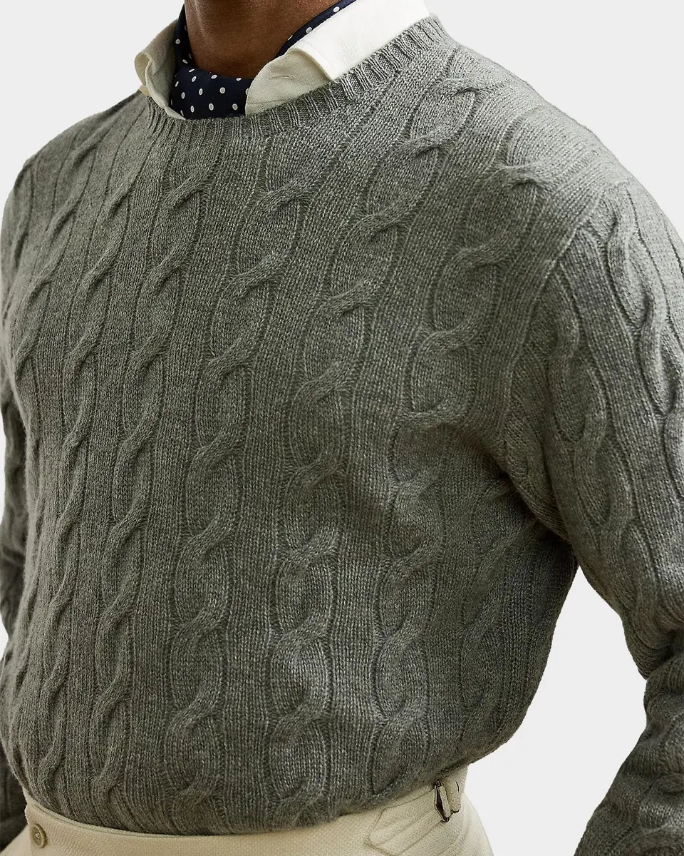 Ralph Lauren Purple Label Men's Cable-Knit Cashmere Sweater | Thumbnail 5
