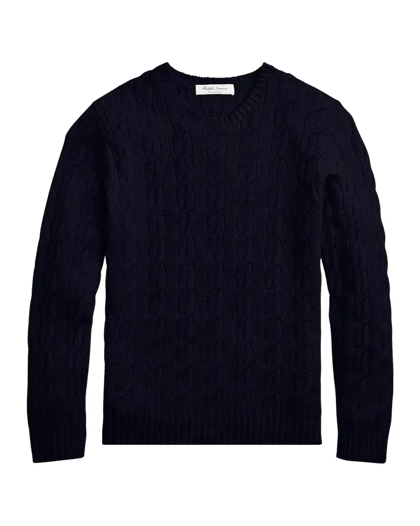 Ralph Lauren Purple Label Men's Cashmere Cable-Knit Crewneck Sweater | Image 1 Ralph Lauren Purple Label Men's Cashmere Cable-Knit Crewneck Sweater | Image 1