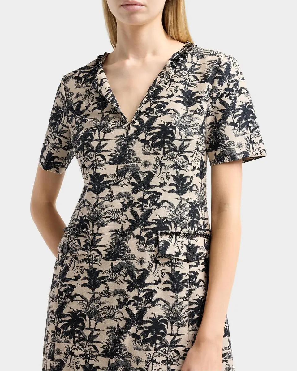 Toccin Blythe Embellished Palm Jacquard Mini Shift Dress | Thumbnail 4