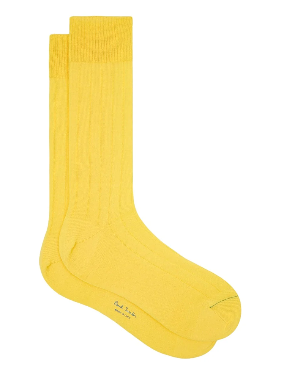 Paul Smith Men's Ribbed Mercerized Cotton Calf-Length Socks