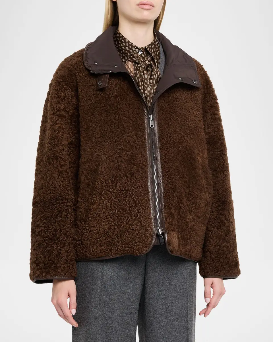 Brunello Cucinelli Curly Shearling Reversible Coat | Thumbnail 4 Brunello Cucinelli Curly Shearling Reversible Coat | Thumbnail 4